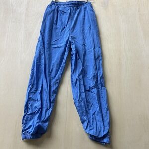 Vintage First Run Track Pants Women Small Blue Nylon Lined Elastic Waist Joggers